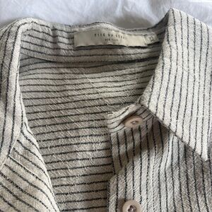 striped cropped button down shirt